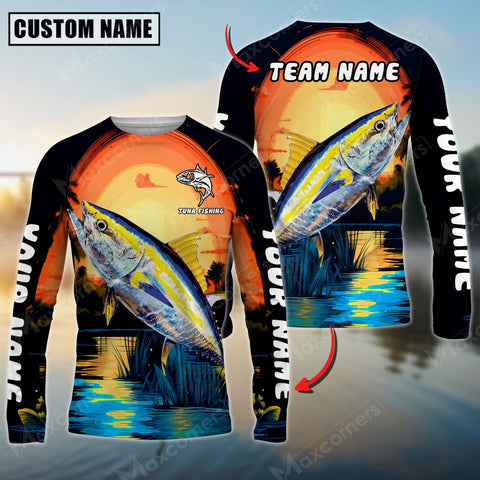 Maxcorner Tuna Fishing Twilight Personalized 3D Long Sleeve Shirt