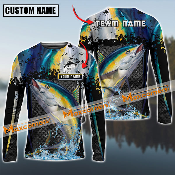 Maxcorner Tuna Fishing Skinfish Trophy Fish Pattern Personalized 3D Long Sleeve Shirt