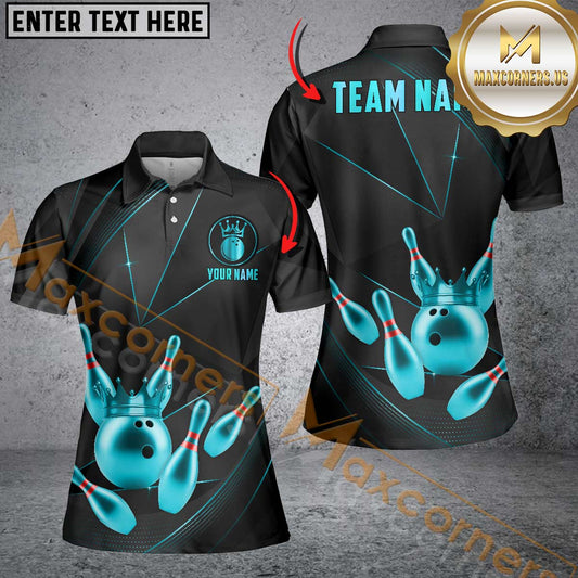 Maxcorner Bowling Ball & Pins Premium Crown Multicolor Option Customized Name 3D Shirt For Women(5 Colors)