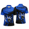 Maxcorners Bowling Polo Shirt Cartoon Smiling Character Sunglasses Halftone Pattern Ball Pins Personalized Custom Team Player Name Apparel (4 Color)