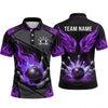 Maxcorners Bowling Polo Shirt Flaming Wings Electric Lightning Energy Ball Pins Personalized Custom Team Player Name Apparel (4 Color)
