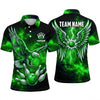 Maxcorners Bowling Polo Shirt Flying Eagle Wings Lightning Galaxy Space Ball Pins Multi Options Personalized Name, Team Name Unisex 3D Shirt (4 Colors)