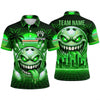Maxcorners Bowling Polo Shirt Tropical Palm Trees Monster Face City Skyline Ball Pins Multi Options Personalized Name, Team Name Unisex 3D Shirt (3 Colors)