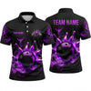 Maxcorners Bowling Polo Shirt Mystic Smoke Fog Magic Aura Glowing Sparks Ball Pins Multi Options Personalized Name, Team Name Unisex 3D Shirt (4 Colors)