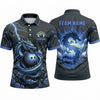 Maxcorners Bowling Polo Shirt Coiled Dragon Silhouette Lightning Burst Shattered Rocks Ball Pins Multi Options Personalized Name, Team Name Unisex 3D Shirt (4 Colors)