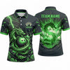 Maxcorners Bowling Polo Shirt Coiled Dragon Silhouette Lightning Burst Shattered Rocks Ball Pins Multi Options Personalized Name, Team Name Unisex 3D Shirt (4 Colors)