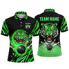 Maxcorners Bowling Polo Shirt Tiger Mascot Flame Energy Splatter Stripes Ball Pins Multi Options Personalized Name, Team Name Unisex 3D Shirt (4 Colors)