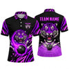 Maxcorners Bowling Polo Shirt Tiger Mascot Flame Energy Splatter Stripes Ball Pins Multi Options Personalized Name, Team Name Unisex 3D Shirt (4 Colors)