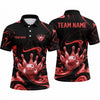 Maxcorners Bowling Polo Shirt Liquid Swirl Marble Wave Energy Flow Ball Pins Multi Options Personalized Name, Team Name Unisex 3D Shirt (4 Colors)