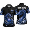 Maxcorners Bowling Polo Shirt Coiled Dragon Smoke Mist Ball Pins Multi Options Personalized Name, Team Name Unisex 3D Shirt (4 Colors)