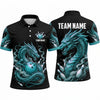 Maxcorners Bowling Polo Shirt Coiled Dragon Smoke Mist Ball Pins Multi Options Personalized Name, Team Name Unisex 3D Shirt (4 Colors)