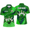 Maxcorners Bowling Polo Shirt Abstract Dynamic Swirl Waves Motion Lane Alley Ball Pins Multi Options Personalized Name, Team Name Unisex 3D Shirt (4 Colors)