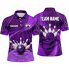 Maxcorners Bowling Polo Shirt Abstract Dynamic Swirl Waves Motion Lane Alley Ball Pins Multi Options Personalized Name, Team Name Unisex 3D Shirt (4 Colors)