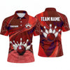 Maxcorners Bowling Polo Shirt Abstract Dynamic Swirl Waves Motion Lane Alley Ball Pins Multi Options Personalized Name, Team Name Unisex 3D Shirt (4 Colors)