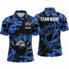 Maxcorners Bowling Polo Shirt Camouflage Pattern Geometric Lines Paint Splatter Crest Ball Pins Multi Options Personalized Name, Team Name Unisex 3D Shirt (3 Colors)