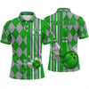 Maxcorners Bowling Polo Shirt Argyle Pattern Stripes Giant Pin Ball Personalized Custom Team Player Name Apparel (4 Color)