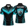 Maxcorners Bowling Polo Shirt Shield Crest Emblem Chevron Stripes Halftone Pattern Ball Pins Multi Options Personalized Name, Team Name Unisex 3D Shirt (4 Colors)