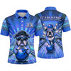 Maxcorners Bowling Polo Shirt Bulldog Dog Sunglasses Cap Alley Lane Speed Rays Ball Pins Multi Options Personalized Name, Team Name Unisex 3D Shirt (4 Colors)