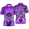 Maxcorners Bowling Polo Shirt Bulldog Dog Sunglasses Cap Alley Lane Speed Rays Ball Pins Multi Options Personalized Name, Team Name Unisex 3D Shirt (4 Colors)