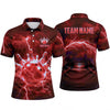 Maxcorners Bowling Polo Shirt Electric Lightning Strike Thunder Clouds Alley Lane Ball Pins Multi Options Personalized Name, Team Name Unisex 3D Shirt (4 Colors)