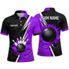 Maxcorners Bowling Polo Shirt Two Tone Split Paint Splash Ink Halftone Dots Ball Pins Multi Options Personalized Name, Team Name Unisex 3D Shirt (4 Colors)