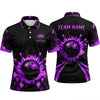 Maxcorners Bowling Polo Shirt Ink Splatter Splash Diamonds Pattern Ball Pins Personalized Custom Team Player Name Apparel (4 Color)