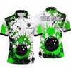Maxcorners Bowling Polo Shirt Ink Paint Splatter Splash Grunge Texture Effect Ball Pins Multi Options Personalized Name, Team Name Unisex 3D Shirt (4 Colors)