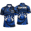 Maxcorners Bowling Polo Shirt Fluid Swirl Marble Wave Energy Motion Pattern Ball Pins Multi Options Personalized Name, Team Name Unisex 3D Shirt (4 Colors)