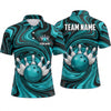 Maxcorners Bowling Polo Shirt Fluid Swirl Marble Wave Energy Motion Pattern Ball Pins Multi Options Personalized Name, Team Name Unisex 3D Shirt (4 Colors)