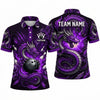 Maxcorners Bowling Polo Shirt Coiled Dragon Flames Mystic Energy Claws Claw Marks Ball Pins Multi Options Personalized Name, Team Name Unisex 3D Shirt (4 Colors)