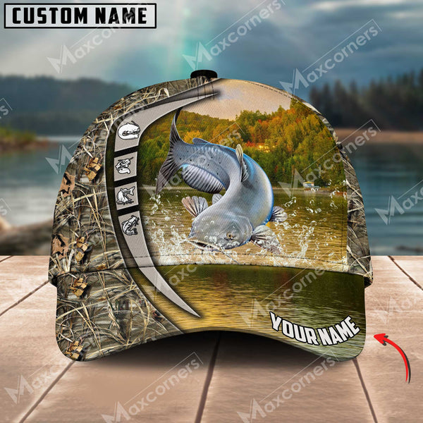 Maxcorners Catfish Fishing River Pattern Personalized Classic 3D Cap