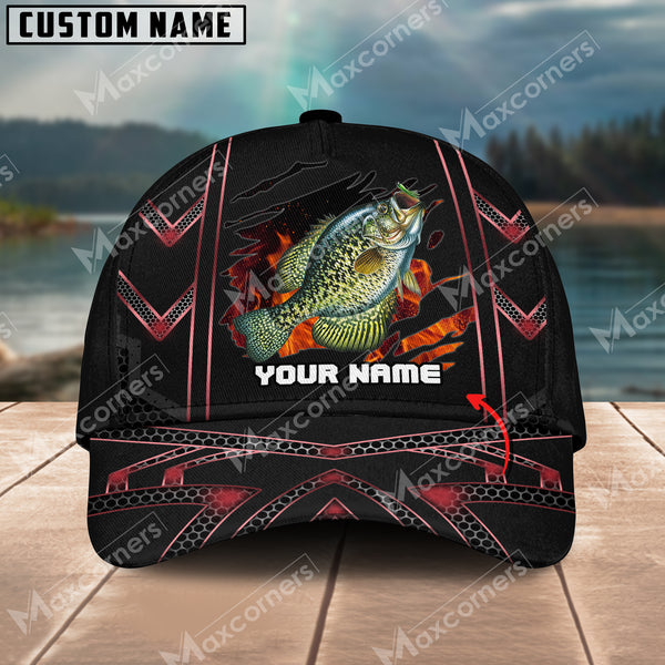 Maxcorners Crappie Fishing Red Pattern Personalized Classic 3D Cap