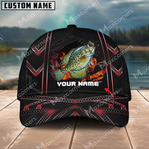 Maxcorners Crappie Fishing Red Pattern Personalized Classic 3D Cap