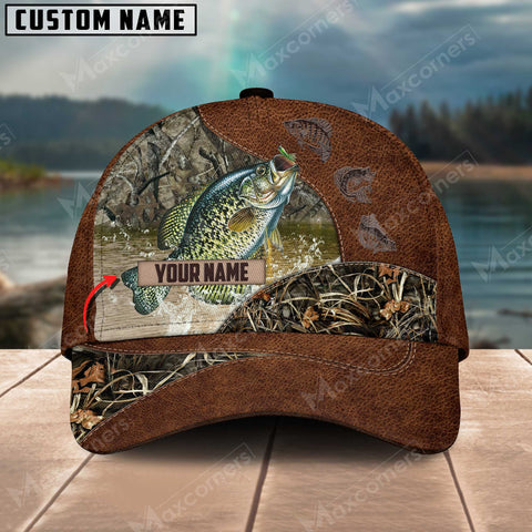 Maxcorners Crappie Fishing Leather Pattern Personalized Classic 3D Cap