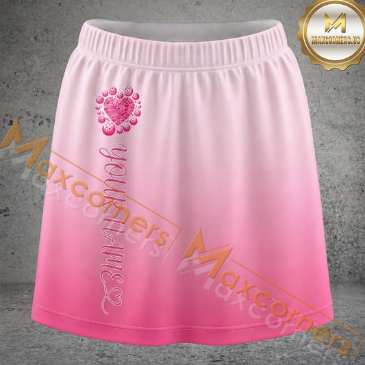 Maxcorners Pickleball Soft Pink Minimal Paddle Personalized 3D Skort, Skirts With Shorts