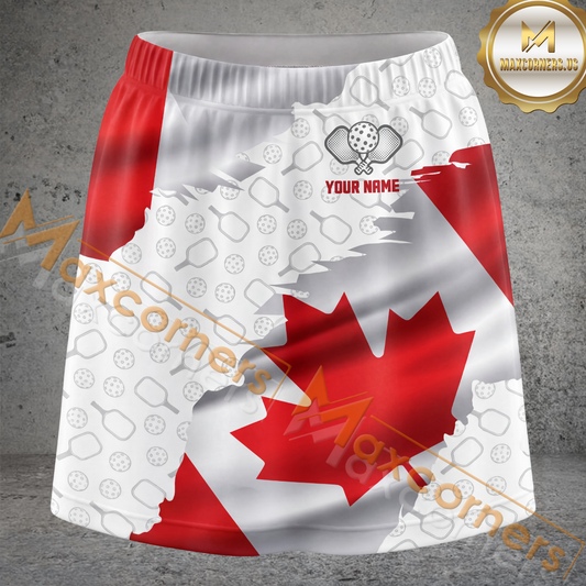 Maxcorners Pickleball Canada Flag Multicolor Options Personalized 3D Skort
