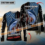 Maxcorners Marlin Fishing Flag USA Make Fishing Great Again Pattern Sun Protection Personalized Name Team Name 3D Shirts