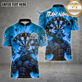 Maxcorners Darts Bull Rock With Dartboard Flame Pattern Multioptions Personalized Name, Team Name Unisex 3D Shirt