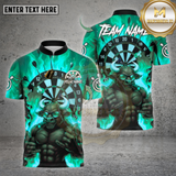 Maxcorners Darts Bull Rock With Dartboard Flame Pattern Multioptions Personalized Name, Team Name Unisex 3D Shirt