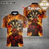 Maxcorners Darts Bull Rock With Dartboard Flame Pattern Multioptions Personalized Name, Team Name Unisex 3D Shirt