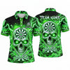 Maxcorners Darts Polo Shirt Screaming Skull Glowing Eyes Lightning Strike Shattered Glass Target Board Multi Options Personalized Name, Team Name Unisex 3D Shirt (4 Colors)