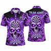 Maxcorners Darts Polo Shirt Screaming Skull Glowing Eyes Lightning Strike Shattered Glass Target Board Multi Options Personalized Name, Team Name Unisex 3D Shirt (4 Colors)