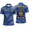 Maxcorners Darts Polo Shirt Marble Texture Swirl Fluid Waves Golden Royal Crown Frame Target Board Multi Options Personalized Name, Team Name Unisex 3D Shirt (5 Colors)