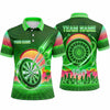 Maxcorners Darts Polo Shirt Retro Synthwave Sunset Palm Trees City Skyline Grid Target Board Multi Options Personalized Name, Team Name Unisex 3D Shirt (5 Colors)