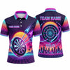 Maxcorners Darts Polo Shirt Retro Synthwave Sunset Palm Trees City Skyline Grid Target Board Multi Options Personalized Name, Team Name Unisex 3D Shirt (5 Colors)