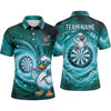 Maxcorners Darts Polo Shirt Duck Mascot Sunglasses Flying Shooting Star Cosmic Target Board Multi Options Personalized Name, Team Name Unisex 3D Shirt (5 Colors)
