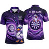 Maxcorners Darts Polo Shirt Duck Mascot Sunglasses Flying Shooting Star Cosmic Target Board Multi Options Personalized Name, Team Name Unisex 3D Shirt (5 Colors)