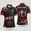 Maxcorners Darts Polo Shirt No Mercy Text Skull Crosshair Ribbon Arrow Target Board Multi Options Personalized Name, Team Name Unisex 3D Shirt (5 Colors)