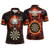 Maxcorners Darts Polo Shirt Screaming Skull Fiery Aura Lightning Strike Sparks Target Board Multi Options Personalized Name, Team Name Unisex 3D Shirt (5 Colors)