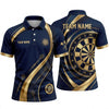 Maxcorners Darts Polo Shirt Elegant Golden Curved Stripes Wavy Lines Target Board Multi Options Personalized Name, Team Name Unisex 3D Shirt (4 Colors)